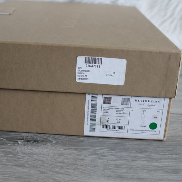 Burberry Tall Rain Boots Olive Plaid Check - Picture 11 of 11